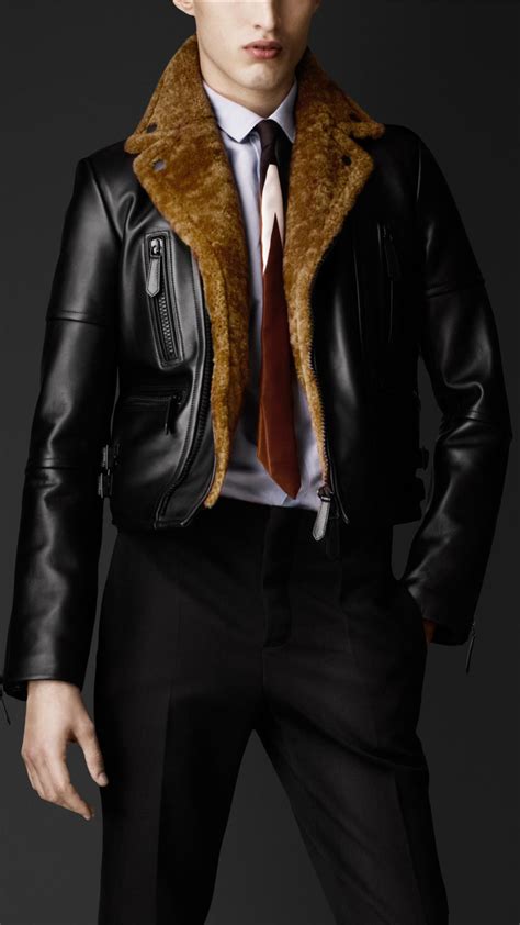 burberry prorsum mens shearling jacket|burberry leather jacket men's.